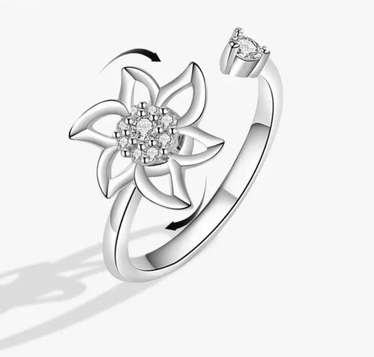 Ring - Adjustable Fidget Ring - Floral Gem