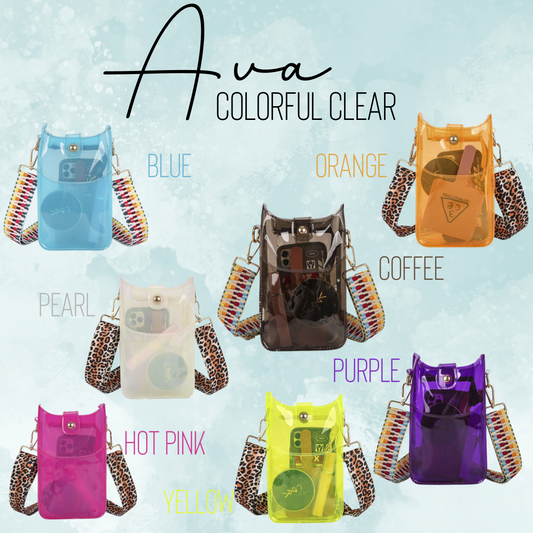 Ava - Colorful Clear, Slim Crossbody & Phone Bag - PREORDER