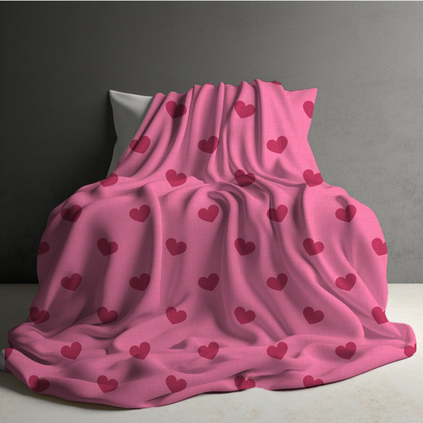 Blanket - Valentine’s Day - Pink with Maroon Hearts - PREORDER
