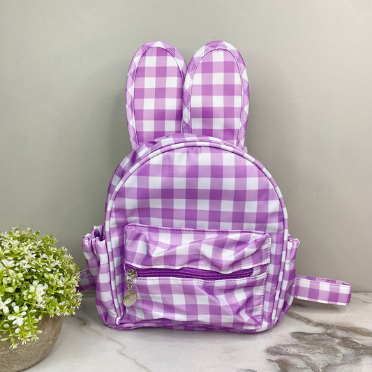 Mini Backpack - Easter - Gingham Bunny Ears - Purple