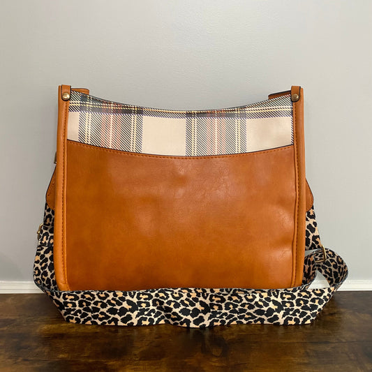 Aubree Crossbody Purse - Camel & Plaid