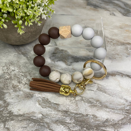 Silicone Bracelet Keychain - Brown