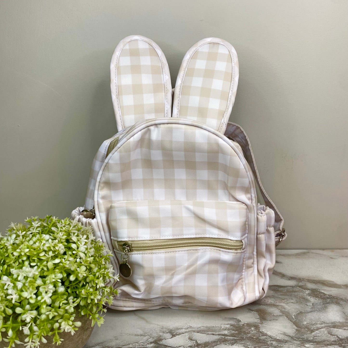 Mini Backpack - Easter - Gingham Bunny Ears - Tan