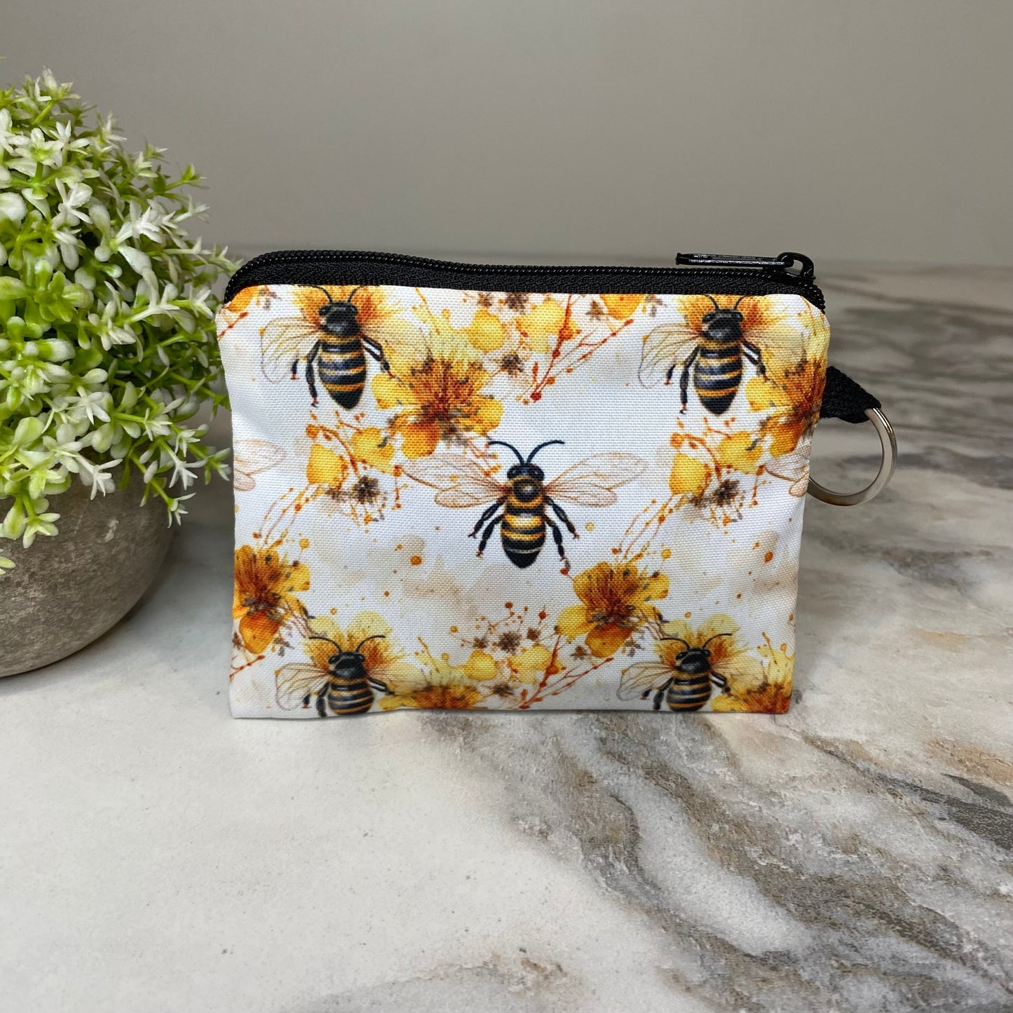Mini Pouch - Bee Yellow Floral Splatter