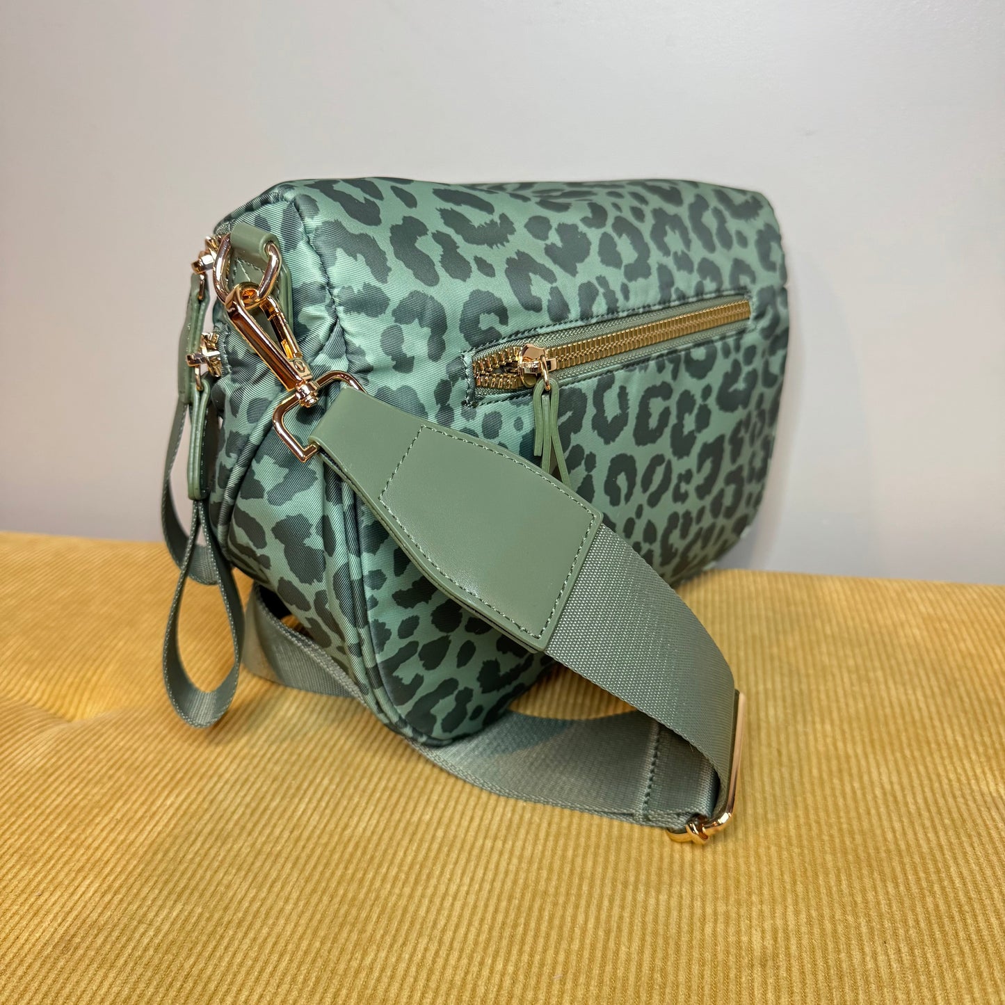 The Roni Nylon Crossbody - Animal Print Dark Green