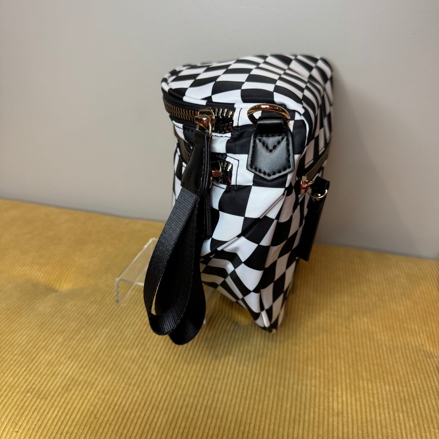 The Roni Nylon Crossbody - Checkered Black & White