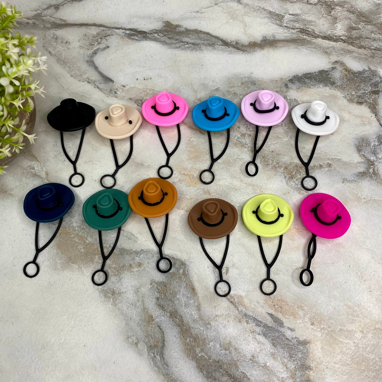 Silicone Straw Toppers Tumbler - Hats