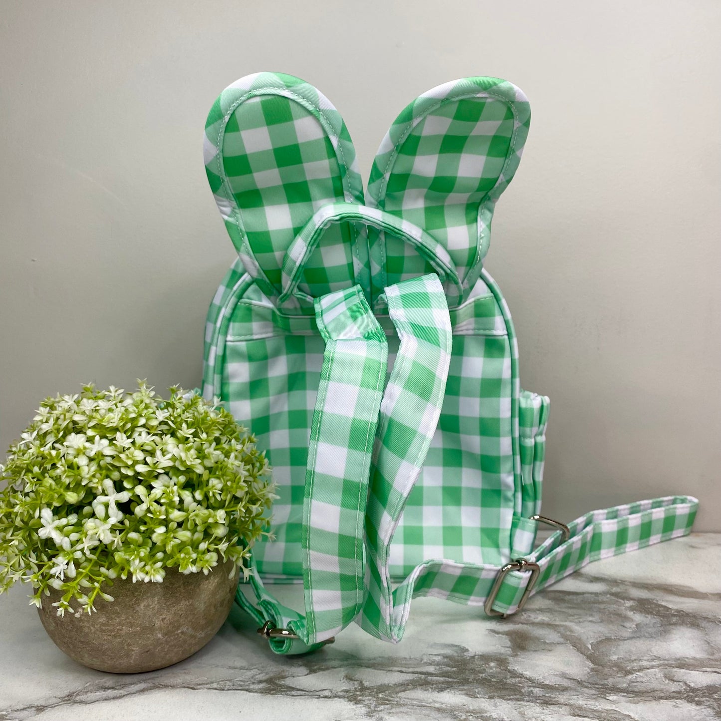 Mini Backpack - Easter - Gingham Bunny Ears - Green