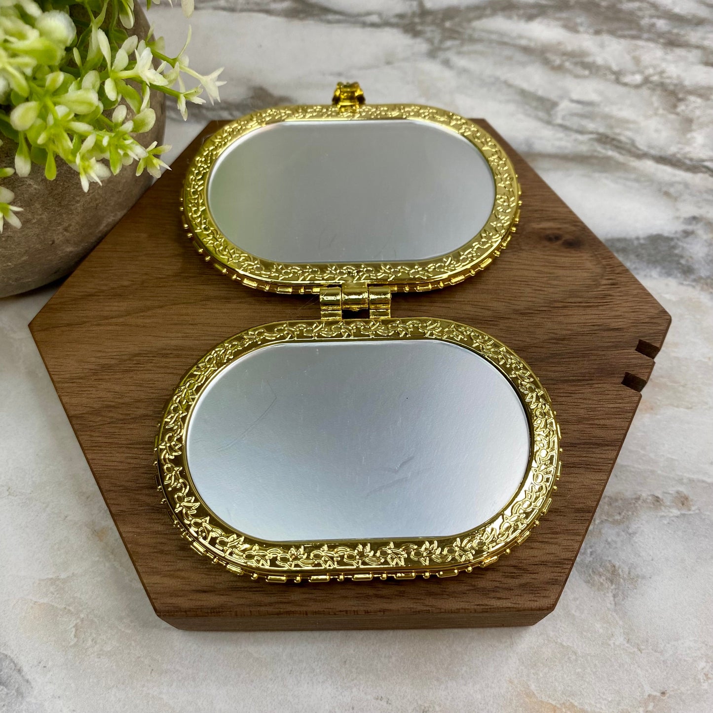 Compact Mirror - Ivory Floral