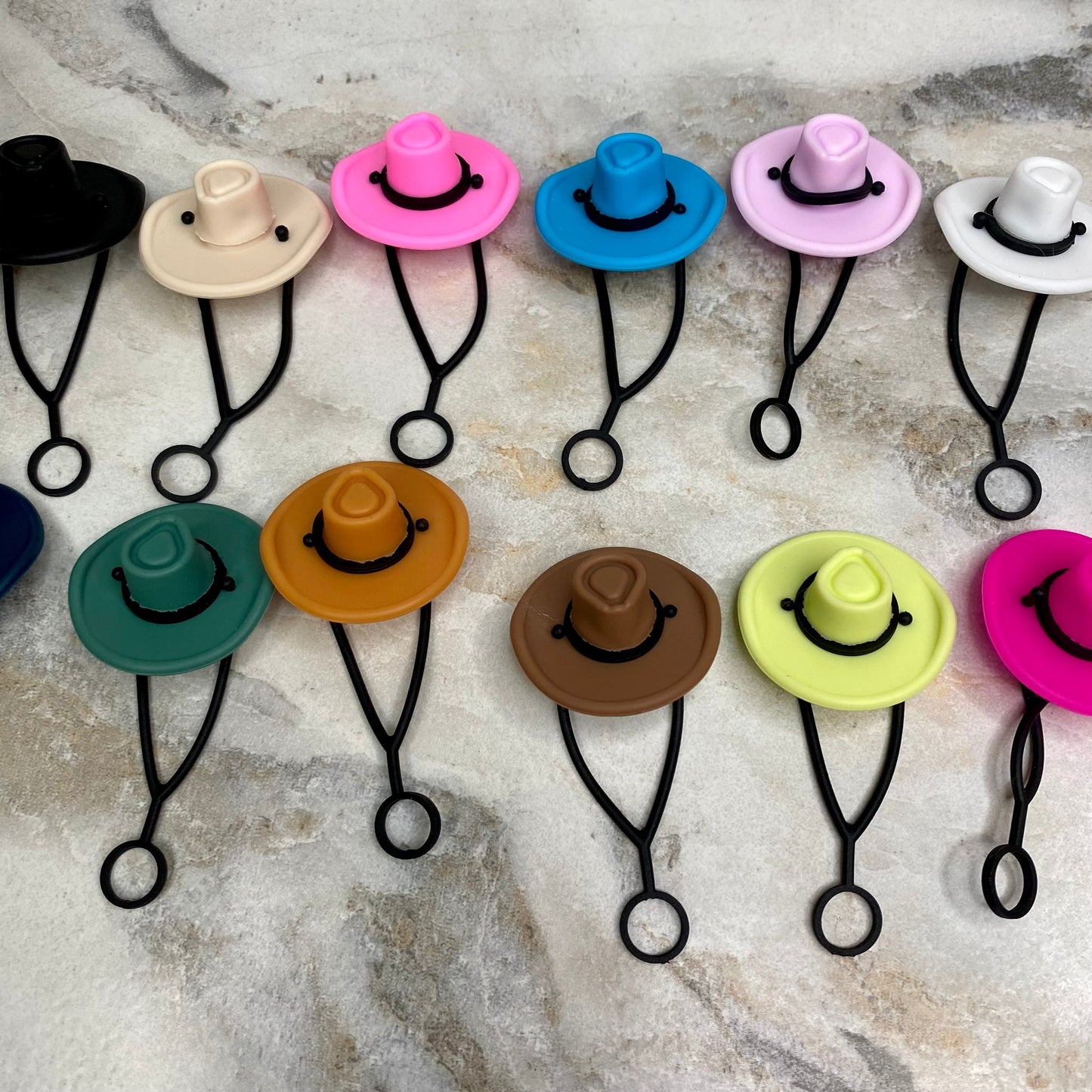 Silicone Straw Toppers Tumbler - Hats