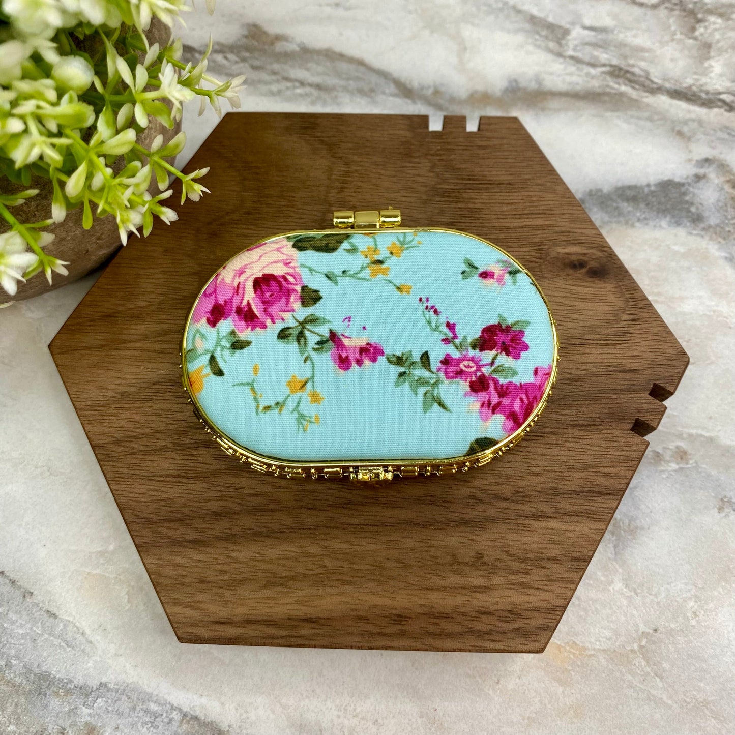 Compact Mirror - Blue Floral