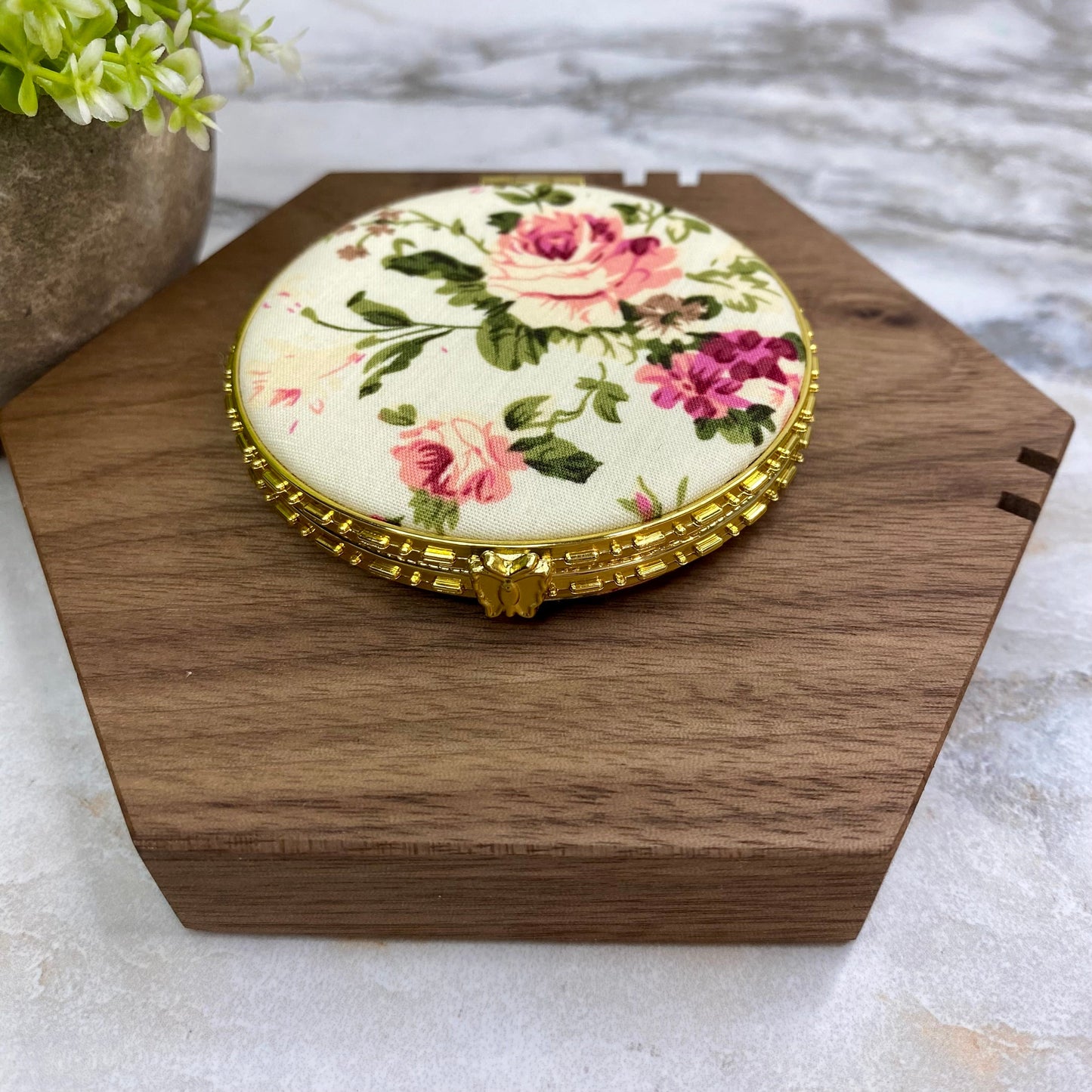 Compact Mirror - Ivory Floral