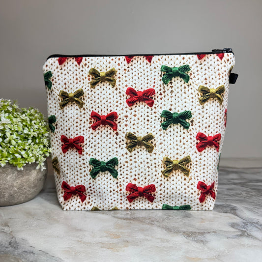 Pouch XL - Christmas Knit Bow