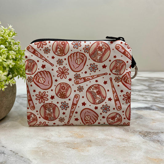 Mini Pouch - Baseball Floral