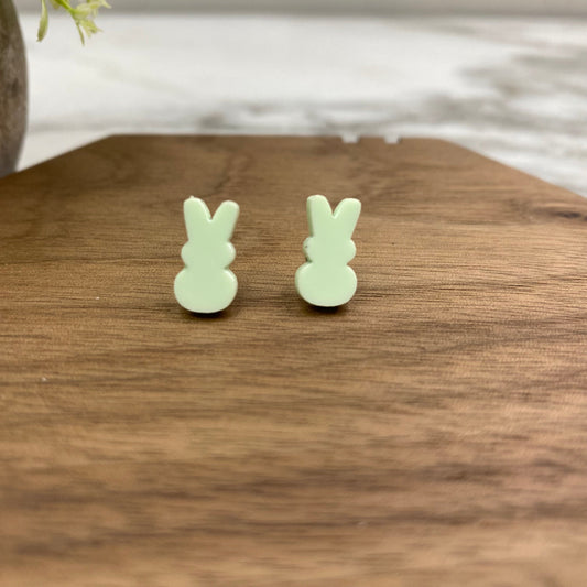 Acrylic Stud Earrings - Easter - Bunny - Light Green