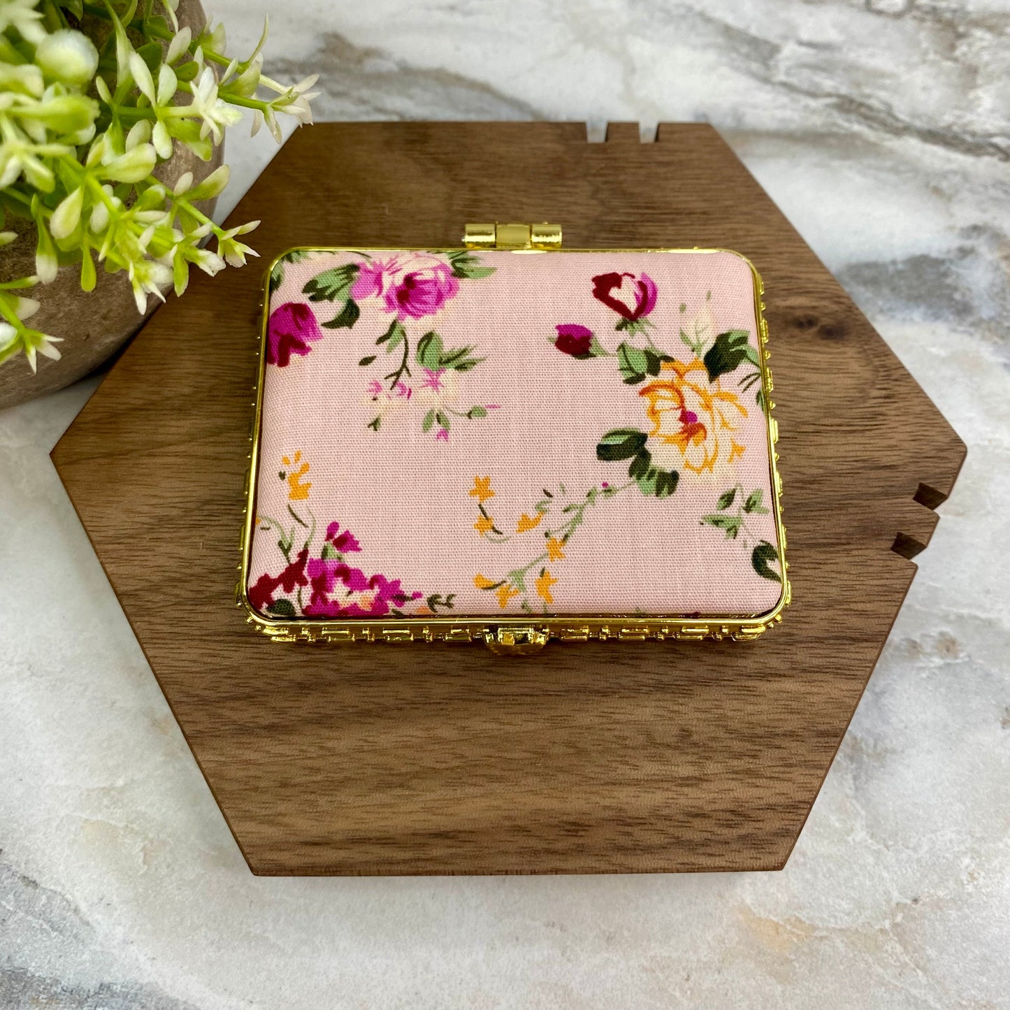 Compact Mirror - Pink Floral