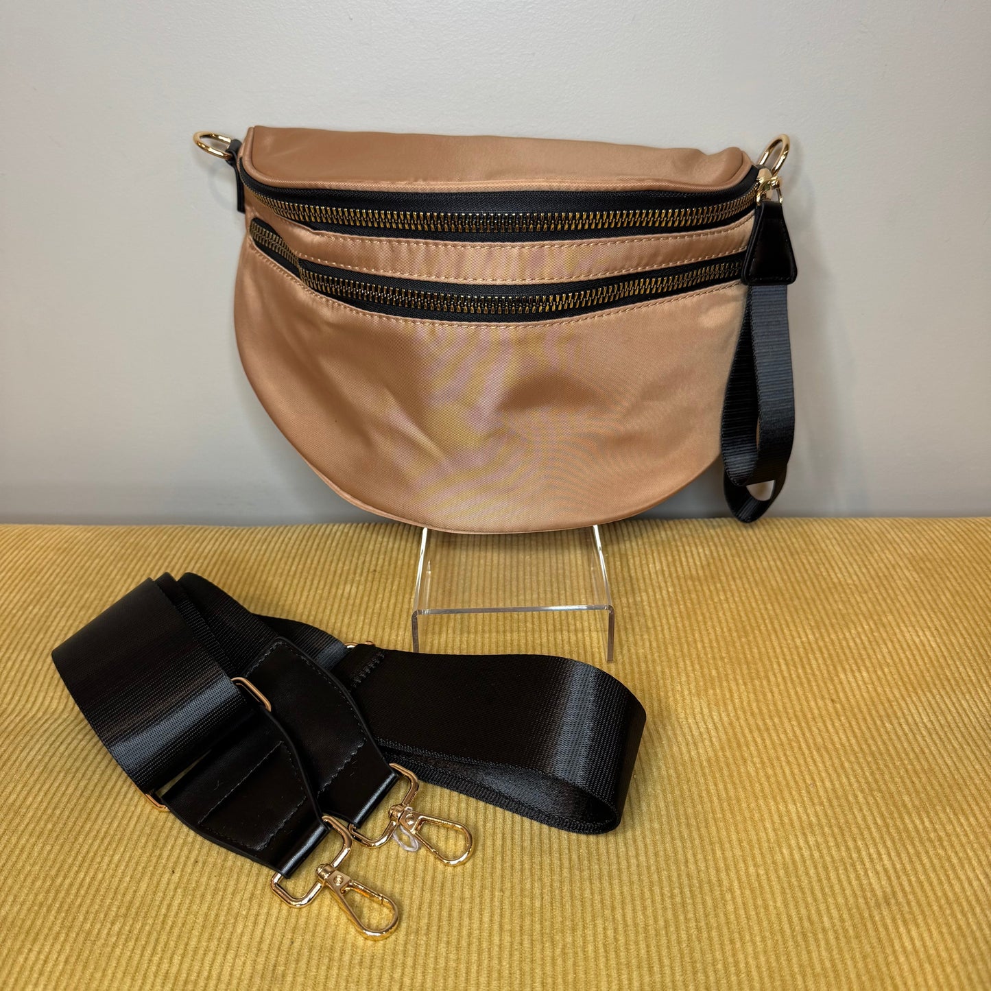 The Roni Nylon Crossbody - Bronze + Black