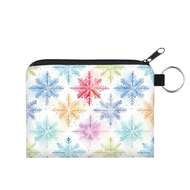 Mini Pouch - Snowflake on White