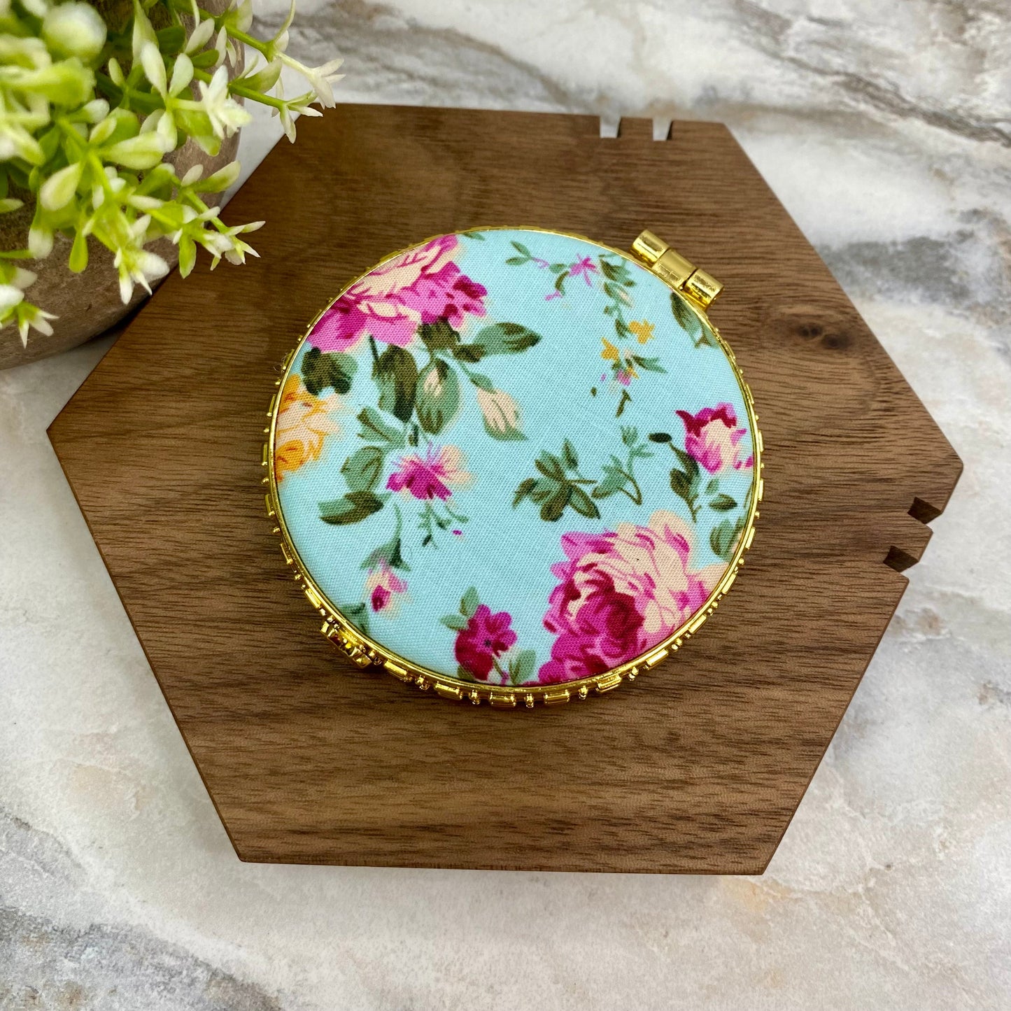 Compact Mirror - Blue Floral