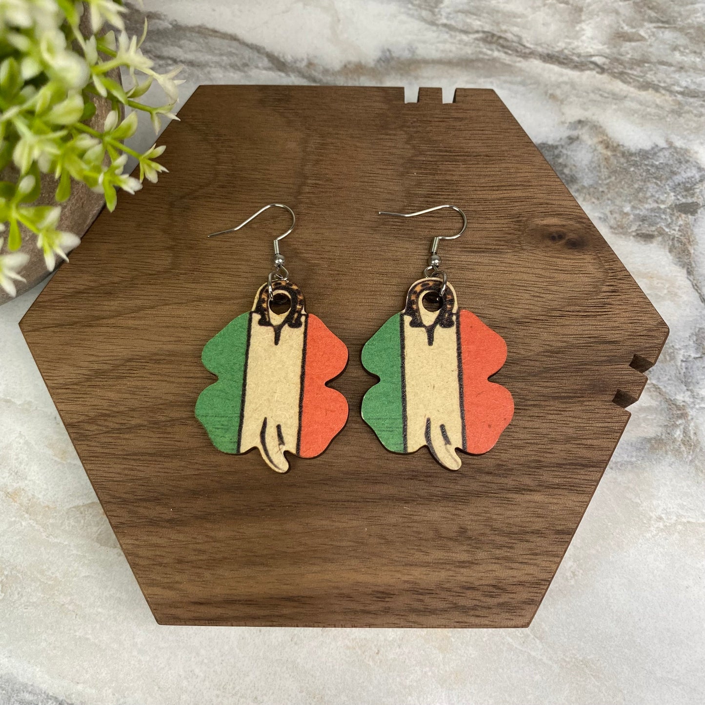 Wooden Dangle Earrings - St. Patrick’s Day - #17