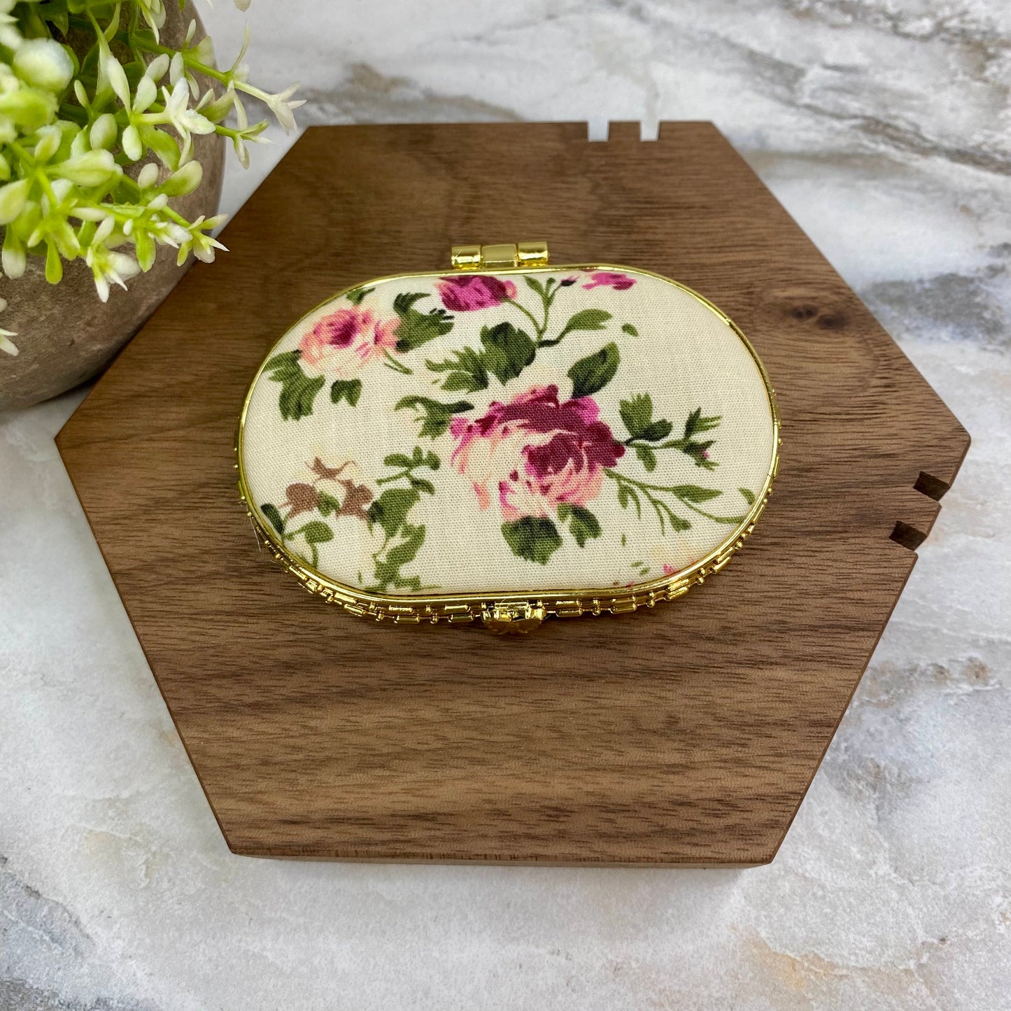 Compact Mirror - Ivory Floral