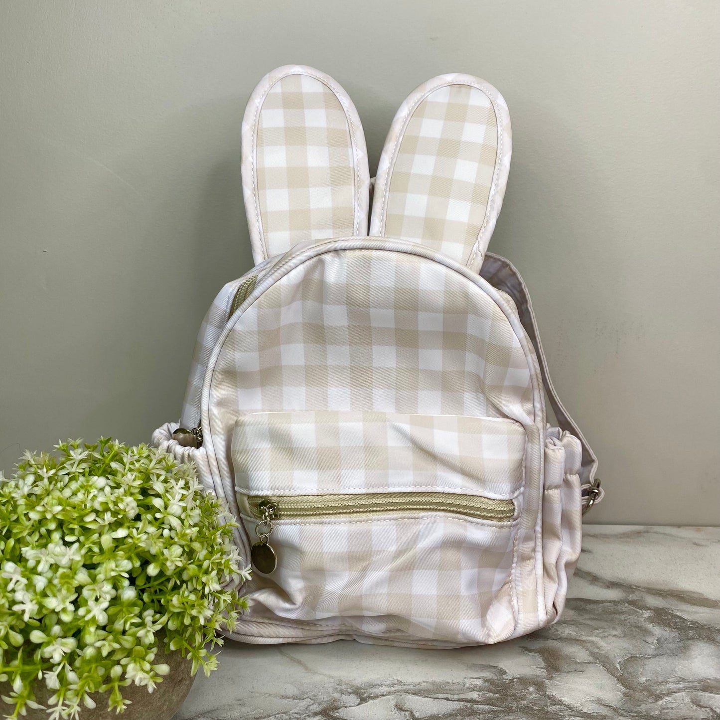 Mini Backpack - Easter - Gingham Bunny Ears - Tan