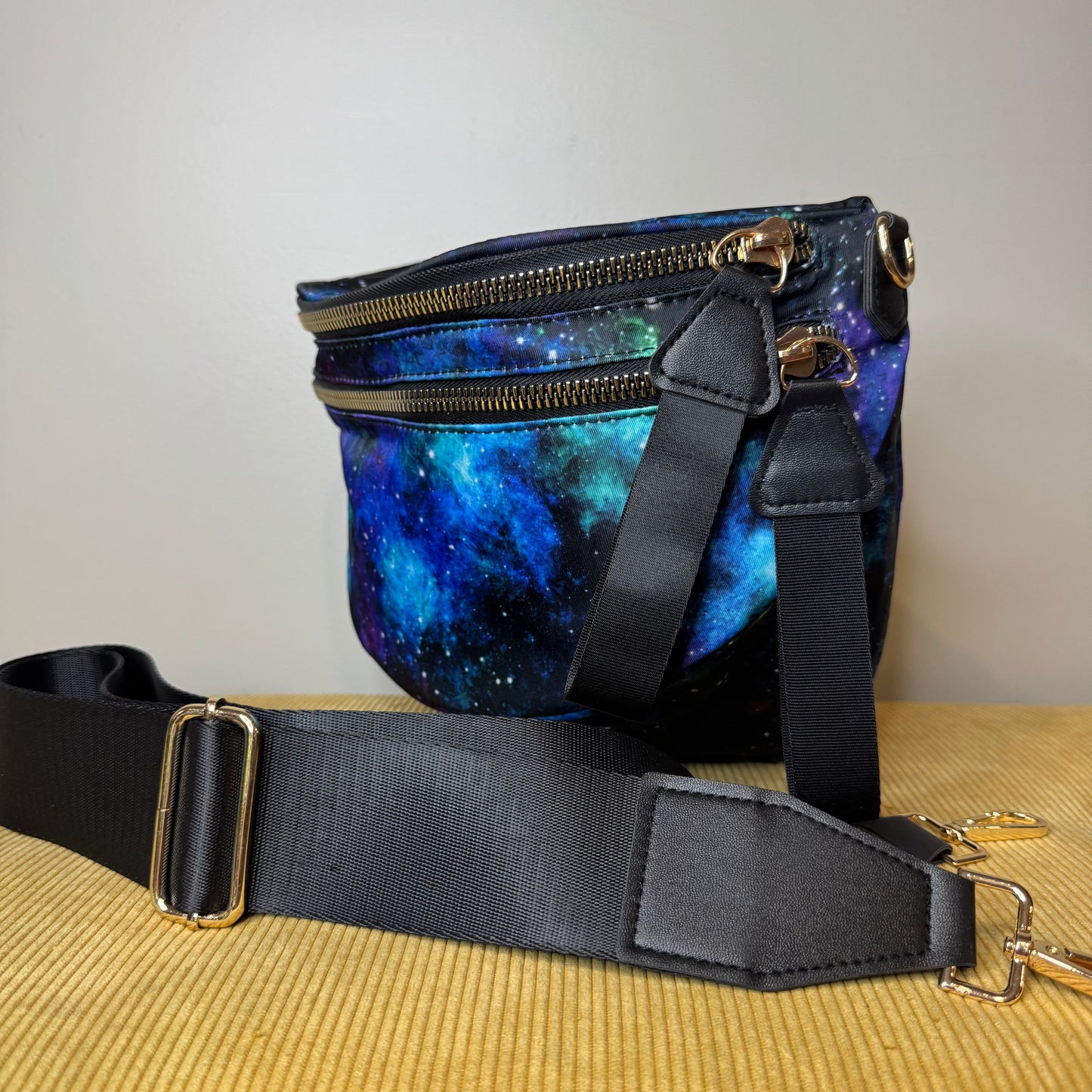The Roni Nylon Crossbody - Blue Green Purple Galaxy