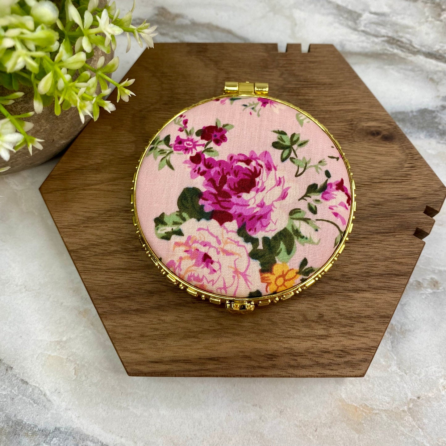 Compact Mirror - Pink Floral