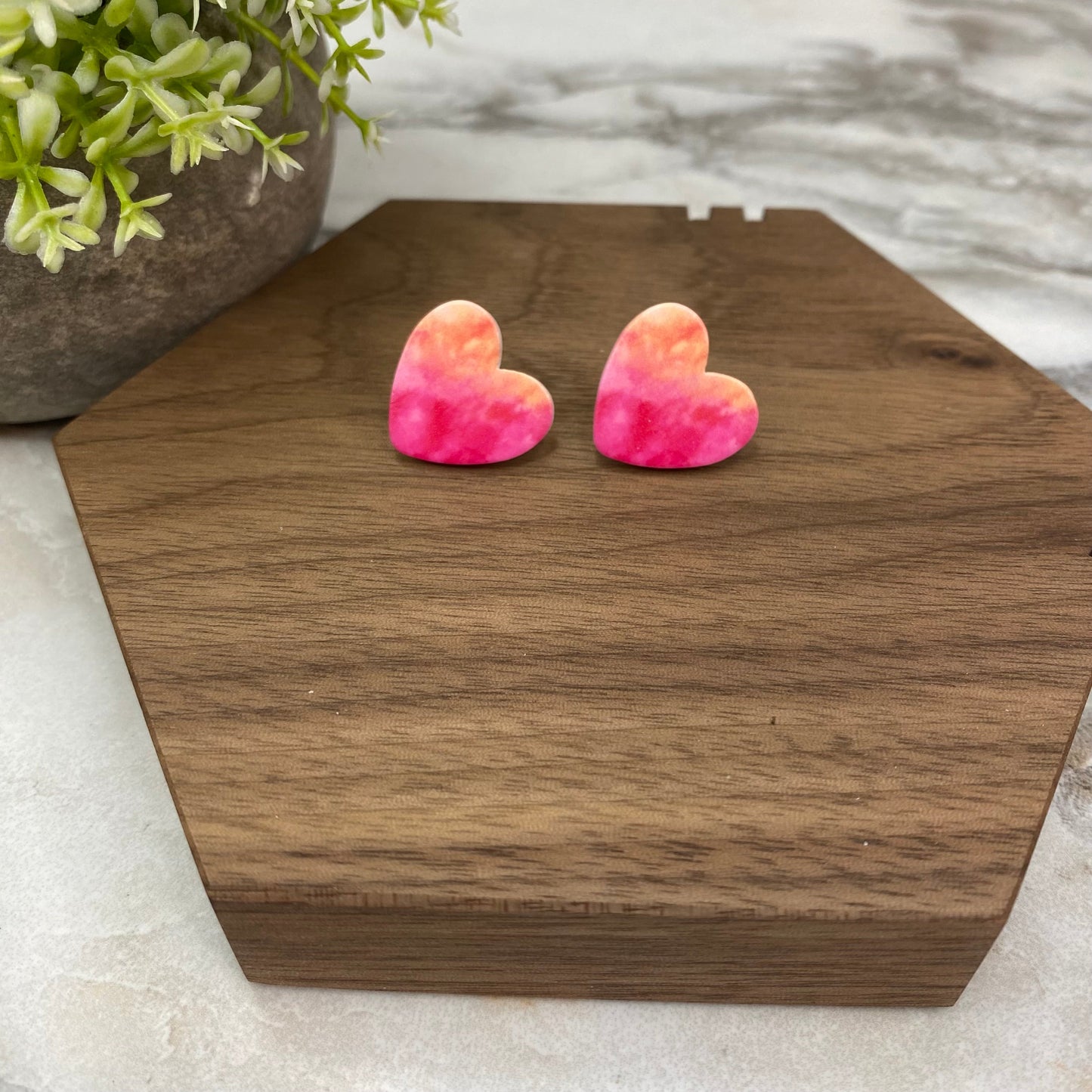 Acrylic Stud Earrings - Valentine’s Day - Heart Swirl