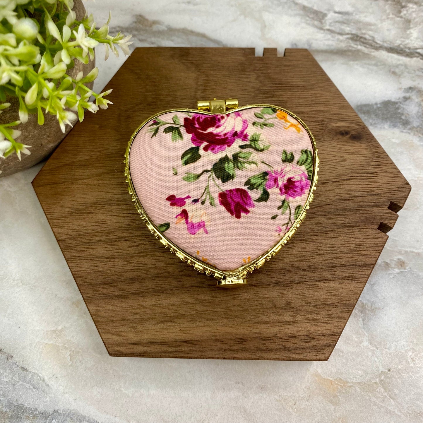 Compact Mirror - Pink Floral