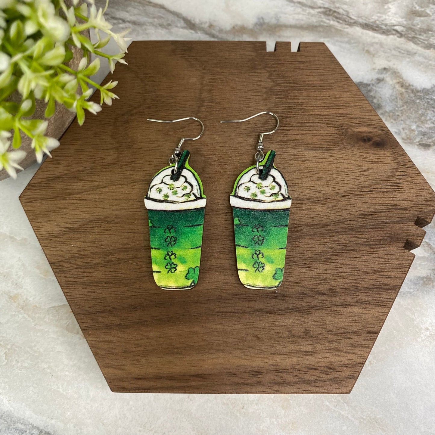 Wooden Dangle Earrings - St. Patrick’s Day - #13