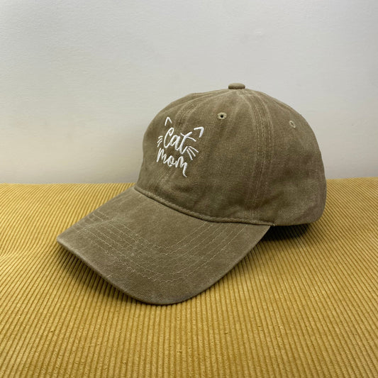 Hat - Cat Mom - Khaki