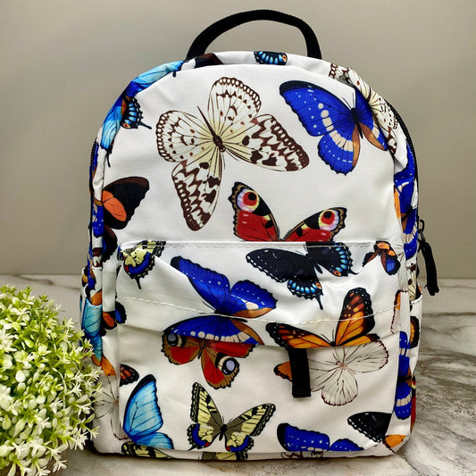 Mini Backpack - Butterfly on White