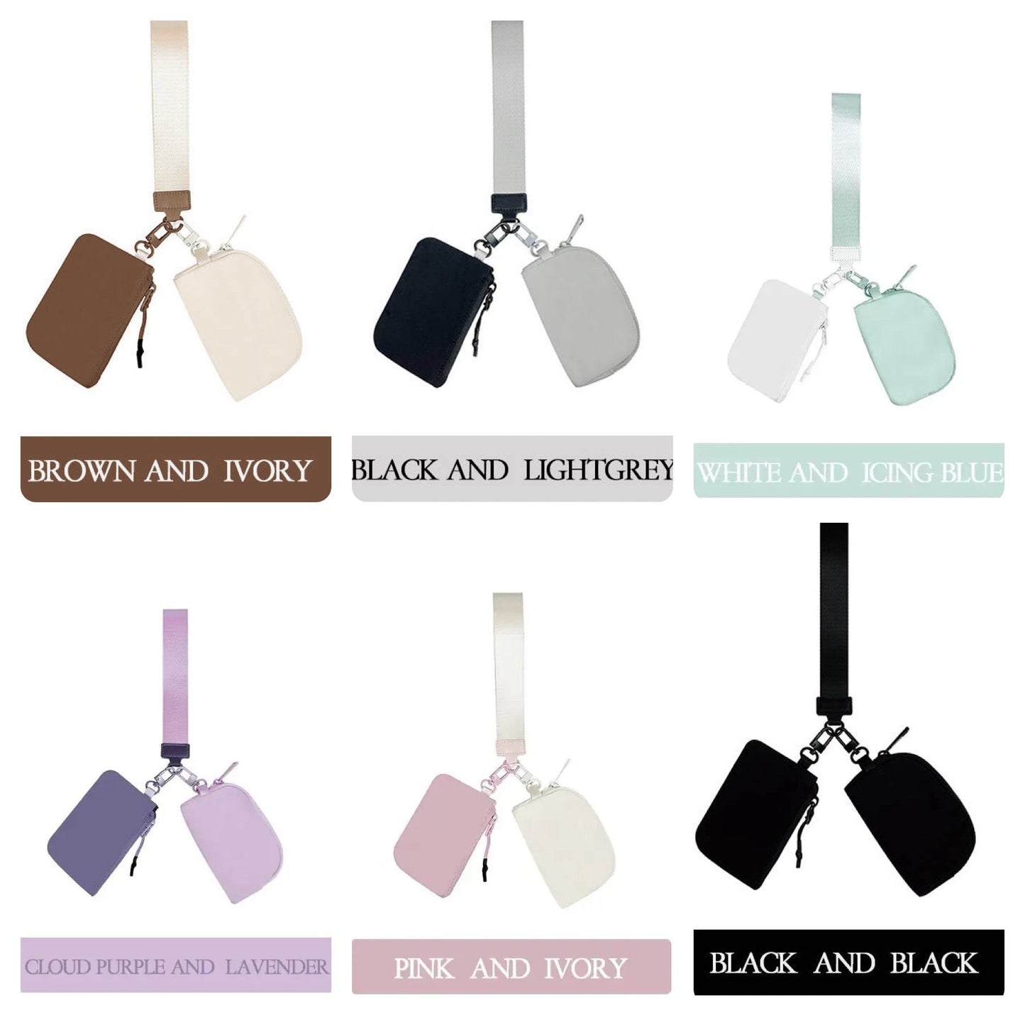 Nylon Wristlet + Double Mini Pouch Set