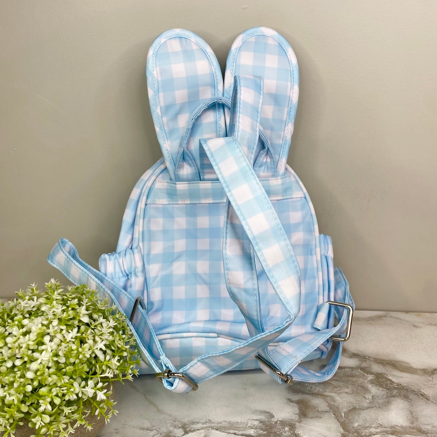 Mini Backpack - Easter - Gingham Bunny Ears - Blue