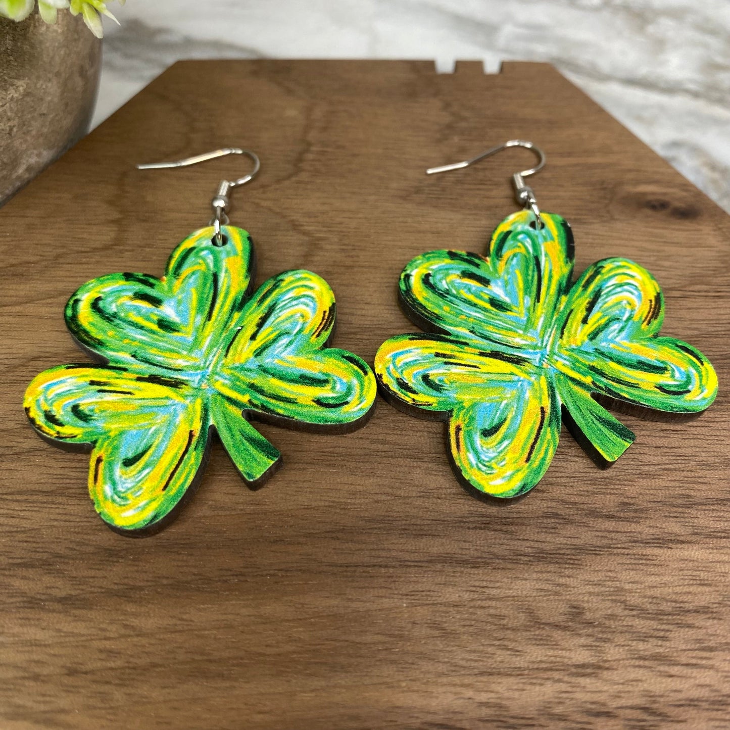 Wooden Dangle Earrings - St. Patrick’s Day - #15