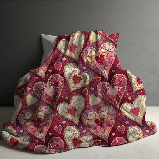 Blanket - Valentine’s Day - Stained Glass Hearts - PREORDER