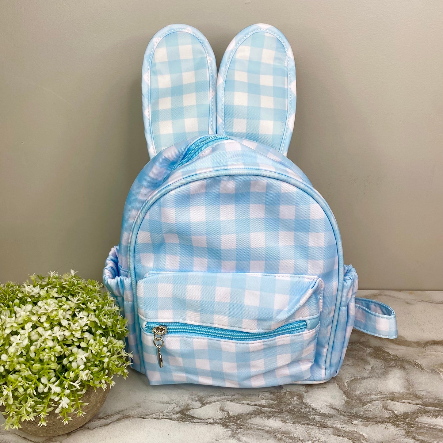 Mini Backpack - Easter - Gingham Bunny Ears - Blue