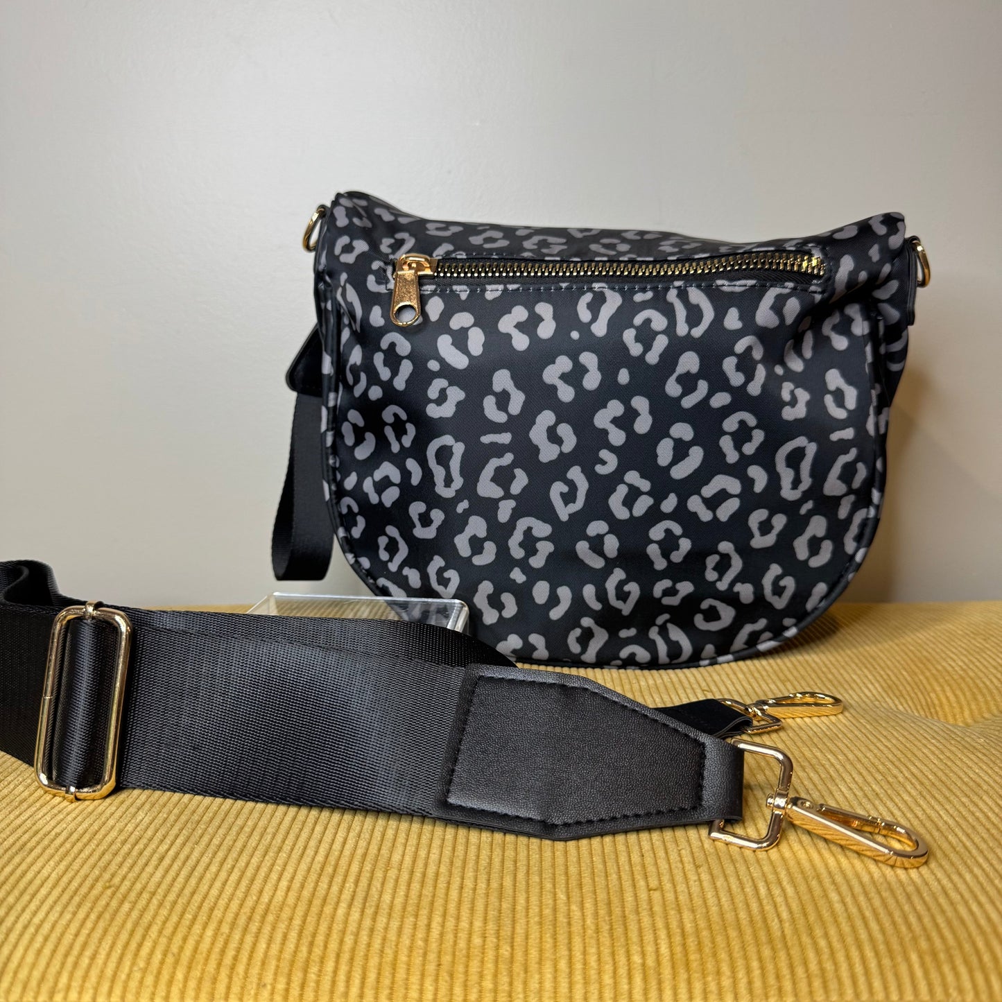 The Roni Nylon Crossbody - Black & Grey Animal