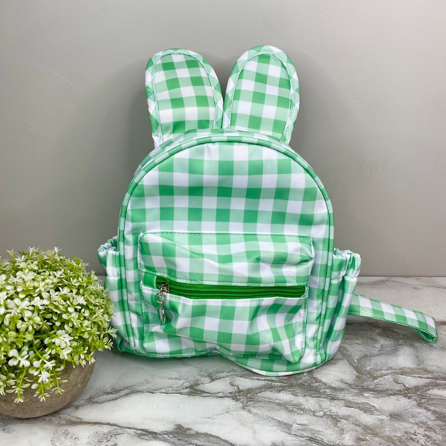 Mini Backpack - Easter - Gingham Bunny Ears - Green