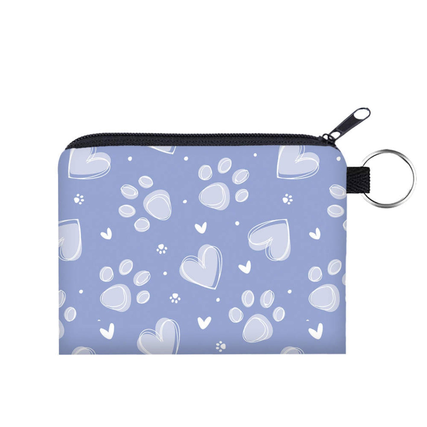 Mini Pouch - Dog Paw Print Blue Heart