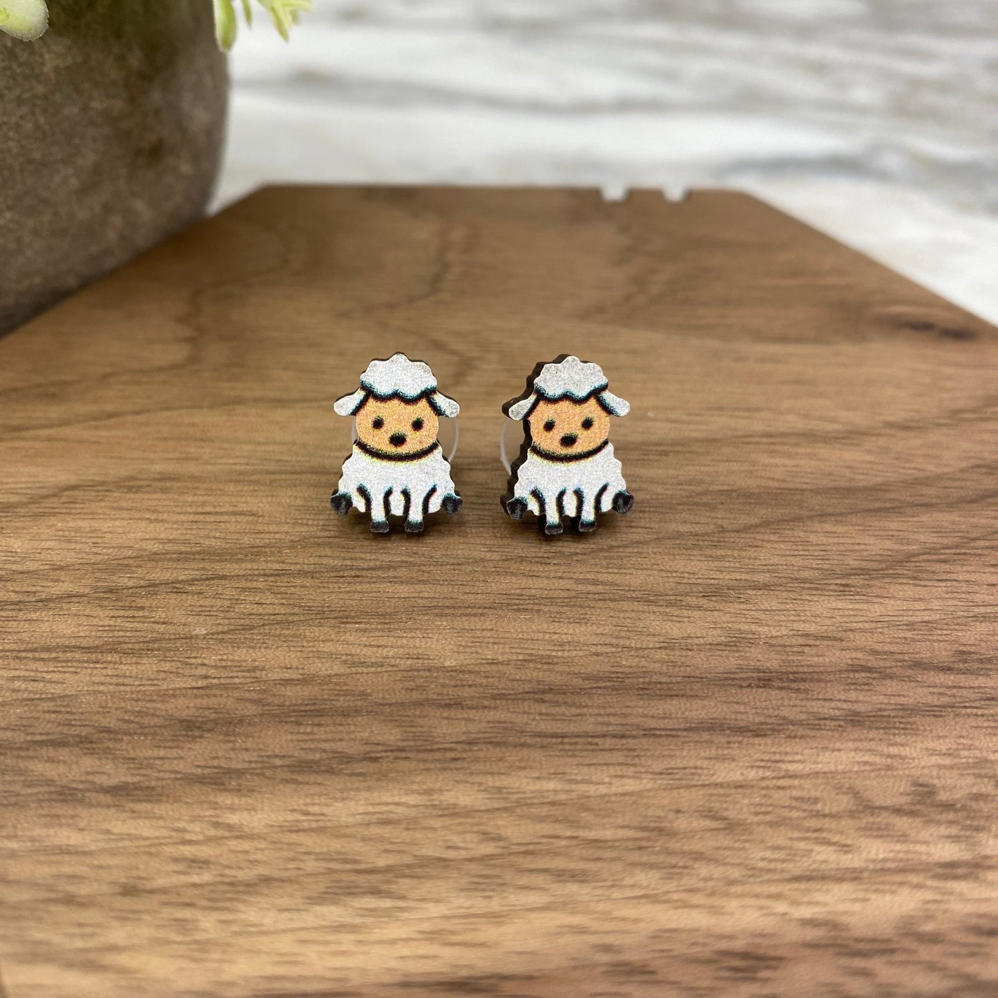 Wooden Stud Earrings - Easter - #9