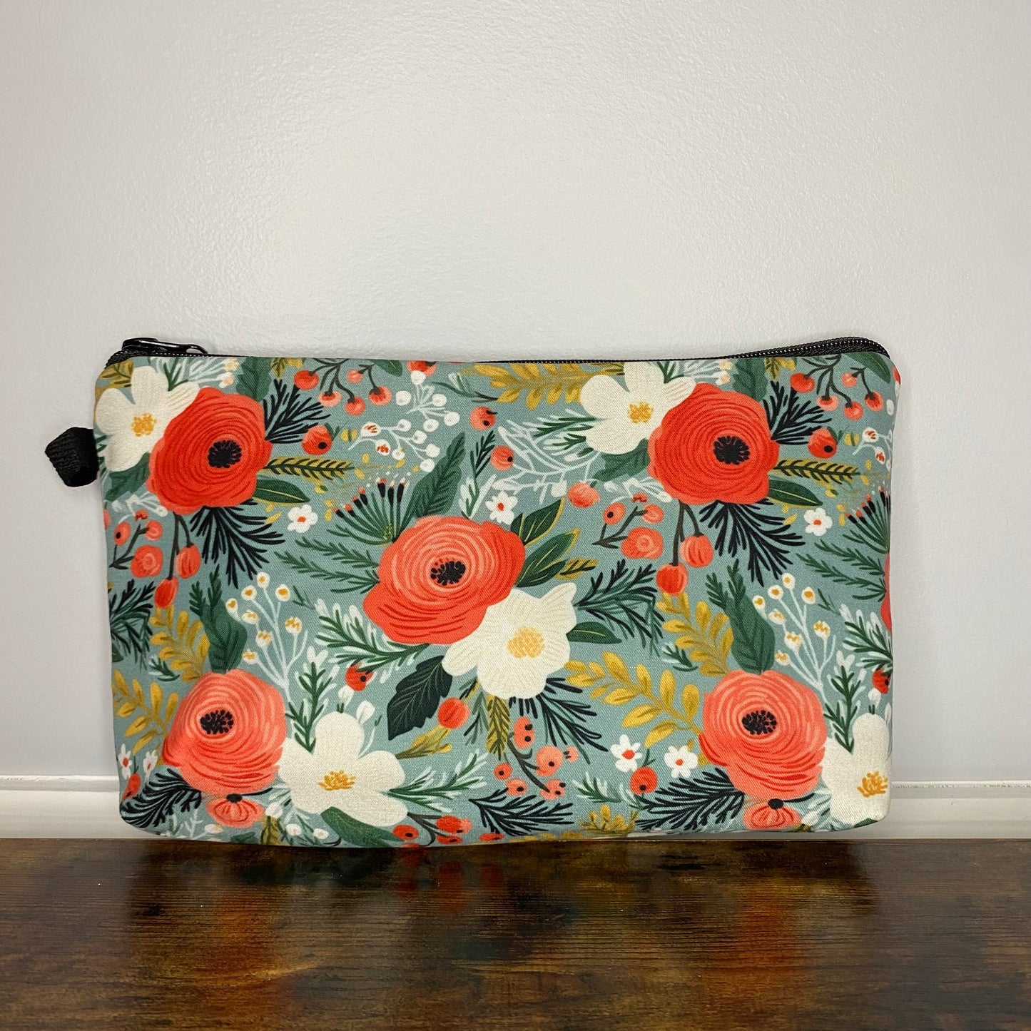 Pouch - Floral on Teal