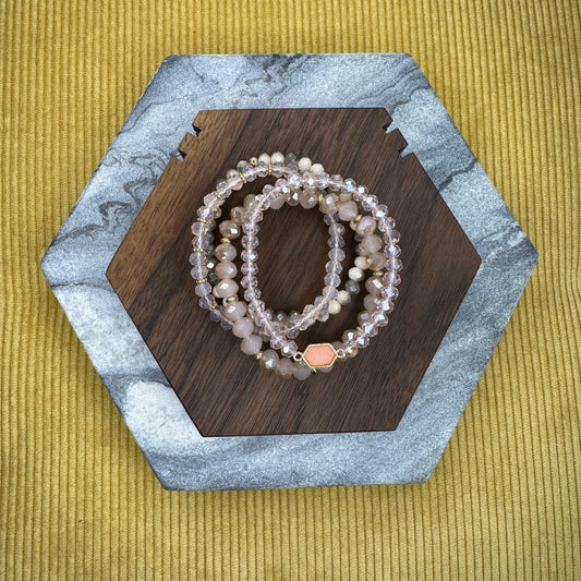 Bracelet Pack - Druzy Bead - Light Pink