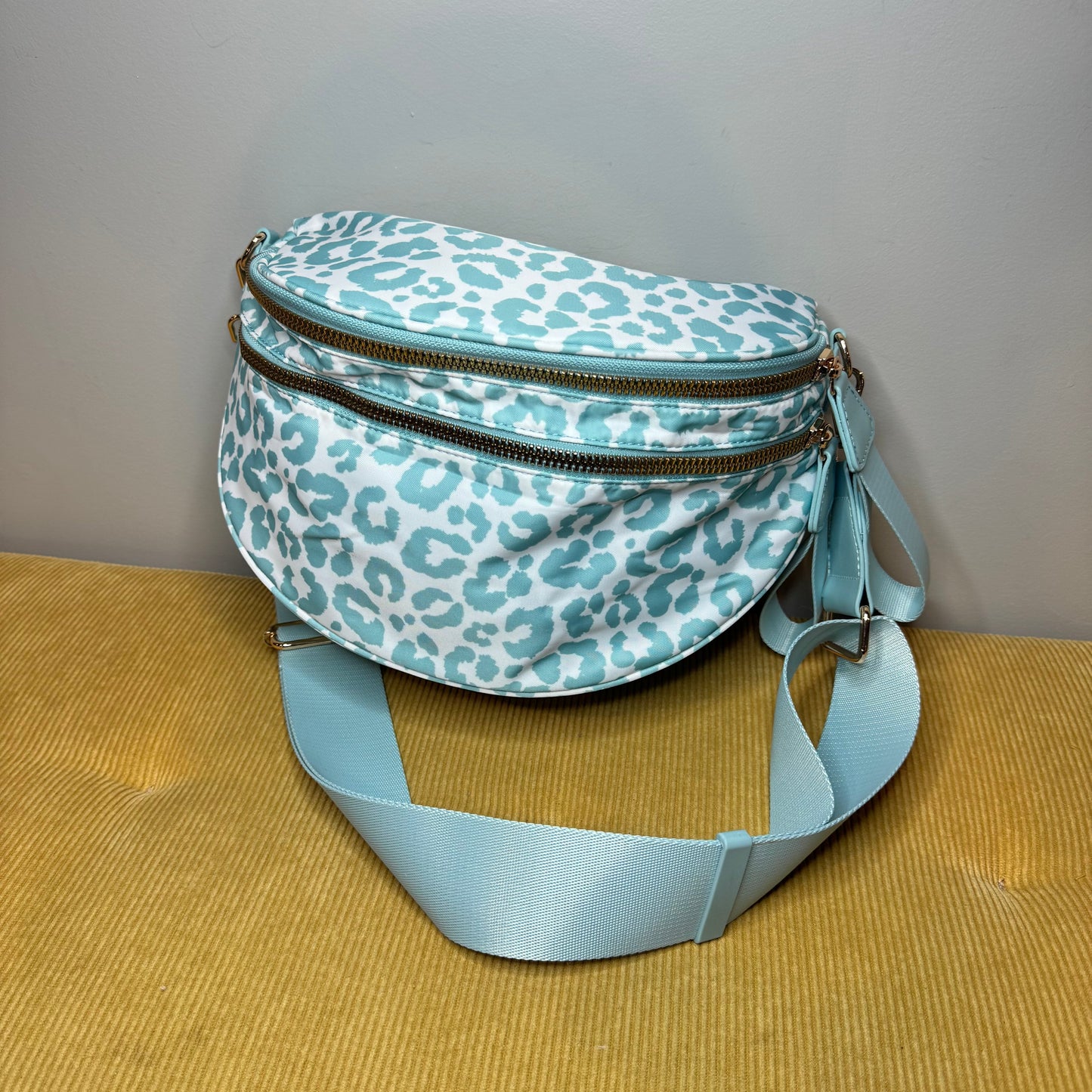 The Roni Nylon Crossbody - Animal Print Aqua