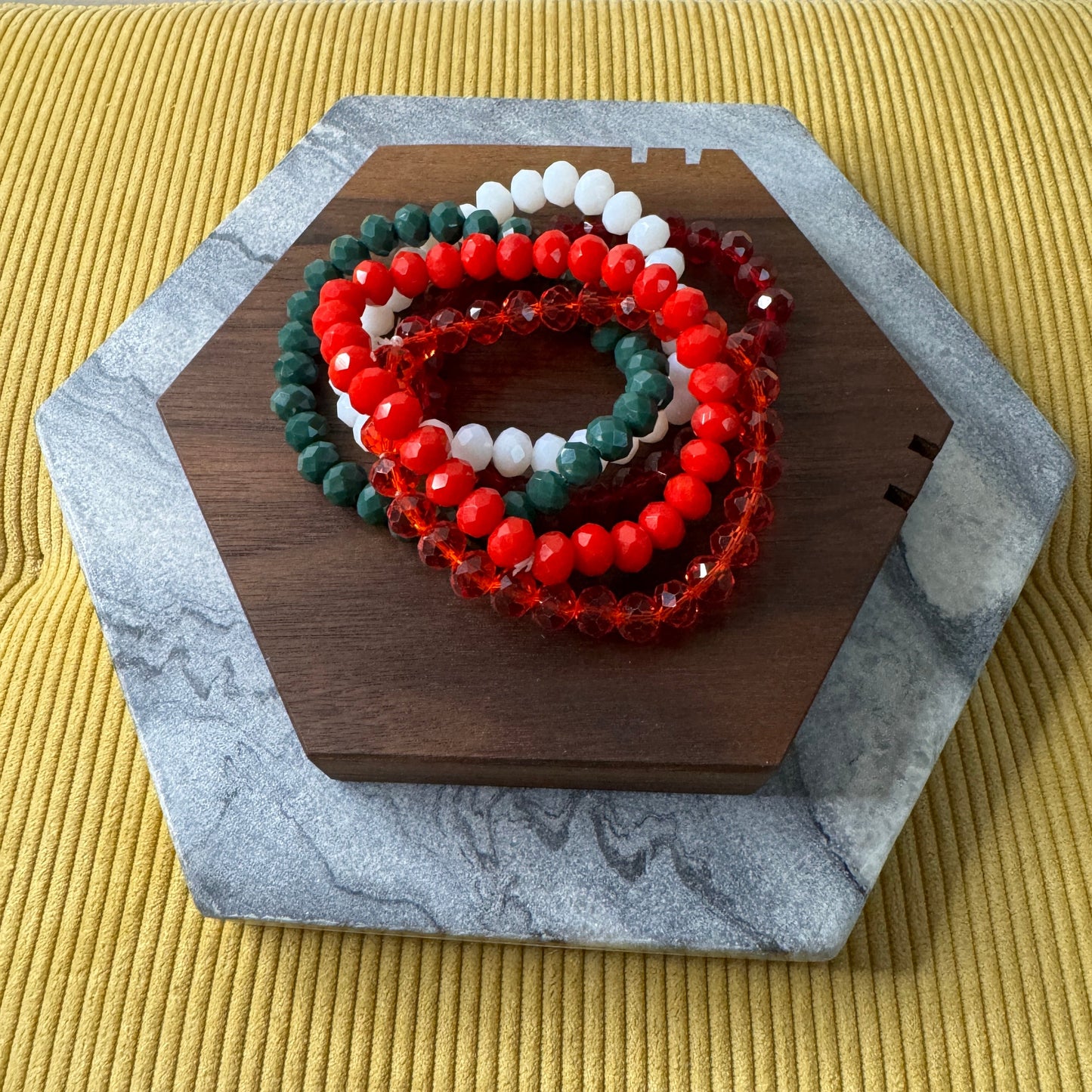 Bracelet Pack - Red + Green Bead