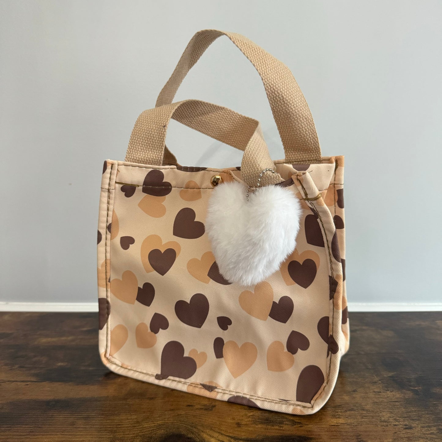 Heart Tote Bag - Brown + Tan