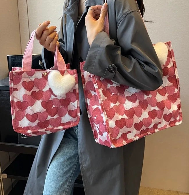 Heart Tote Bag - Light Pink