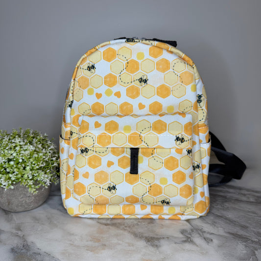Mini Backpack - Honeycomb Bee Hearts