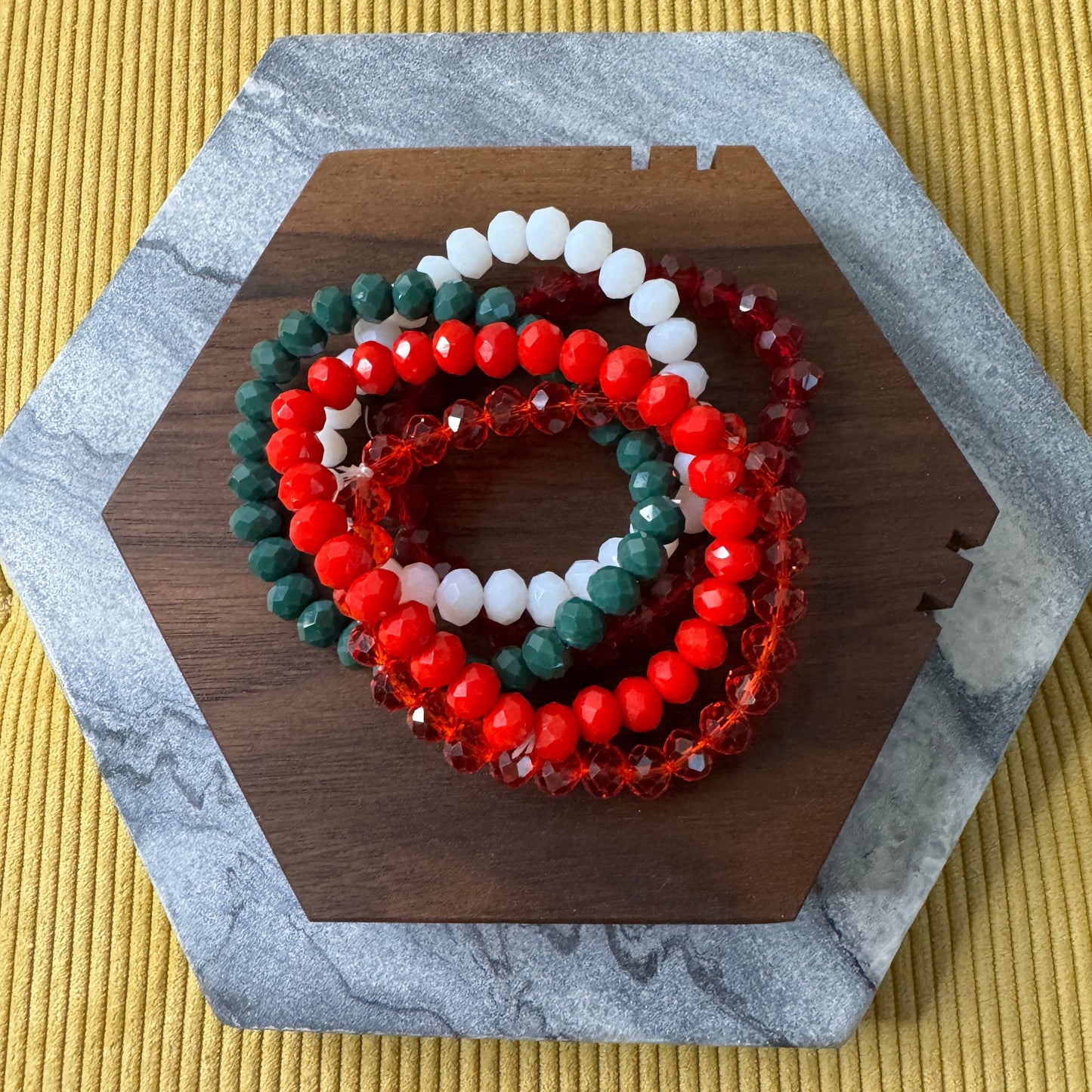 Bracelet Pack - Red + Green Bead